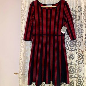 KNIT DRESS RED&BLACK